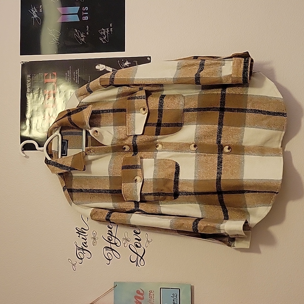 Brown Plaid Oversized Shacket